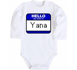 Дитячий бодік Hello my name is Yana