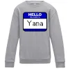 Дитячий світшот Hello my name is Yana Сірий меланж фото