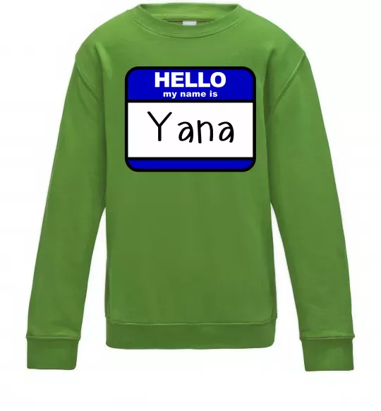 Дитячий світшот Hello my name is Yana Лаймовий фото