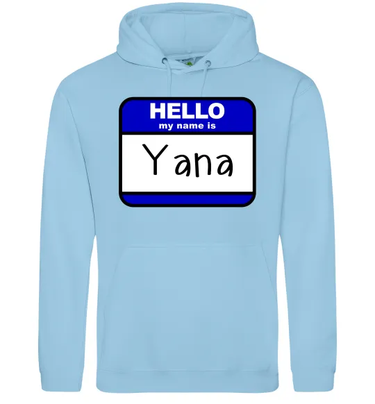 Женская толстовка (худи) Hello my name is Yana Голубой фото
