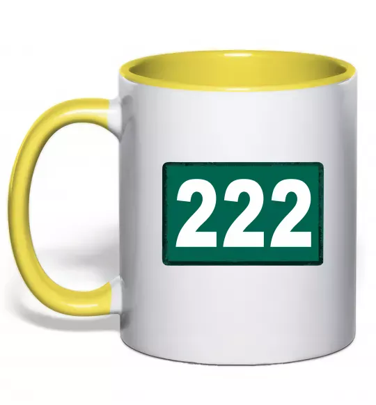 Чашка з кольоровою ручкою Squid game 222 Сонячно жовтий фото