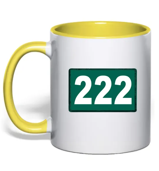 Чашка з кольоровою ручкою Squid game 222 Лимонний фото