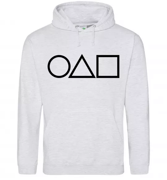 Мужская толстовка (худи) Гра в кальмара фігури Серый меланж фото