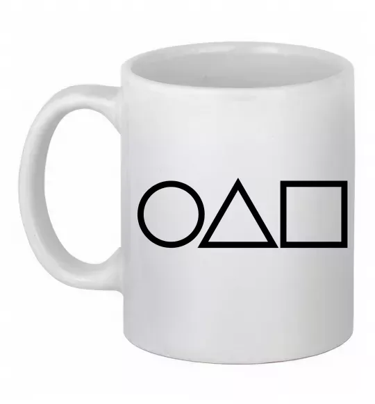 Чашка керамічна Гра в кальмара фігури Білий фото