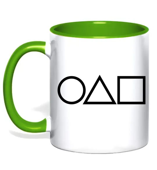 Чашка з кольоровою ручкою Гра в кальмара фігури Лаймовий фото