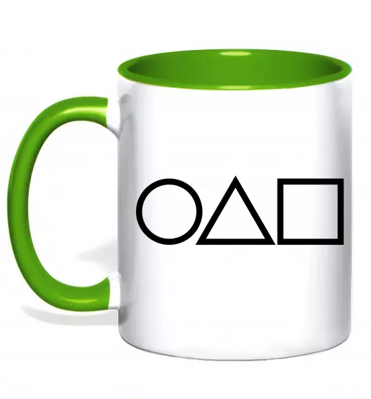 Чашка з кольоровою ручкою Гра в кальмара фігури Зелений фото