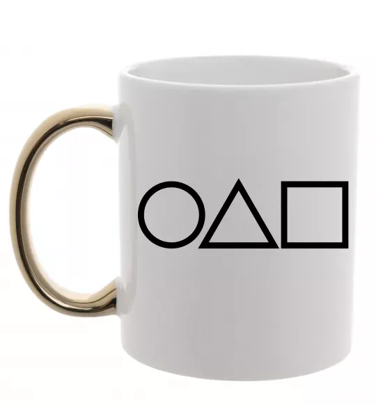 Чашка з кольоровою ручкою Гра в кальмара фігури Золото фото