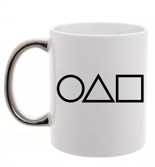 Чашка з кольоровою ручкою Гра в кальмара фігури Срібло фото