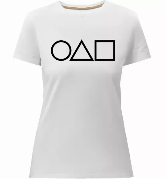 Жіноча преміум футболка Гра в кальмара фігури Білий фото