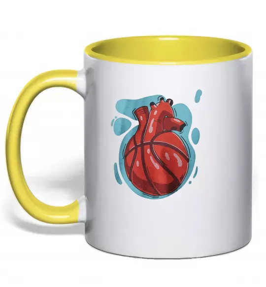 Чашка з кольоровою ручкою Basketball heart Сонячно жовтий фото