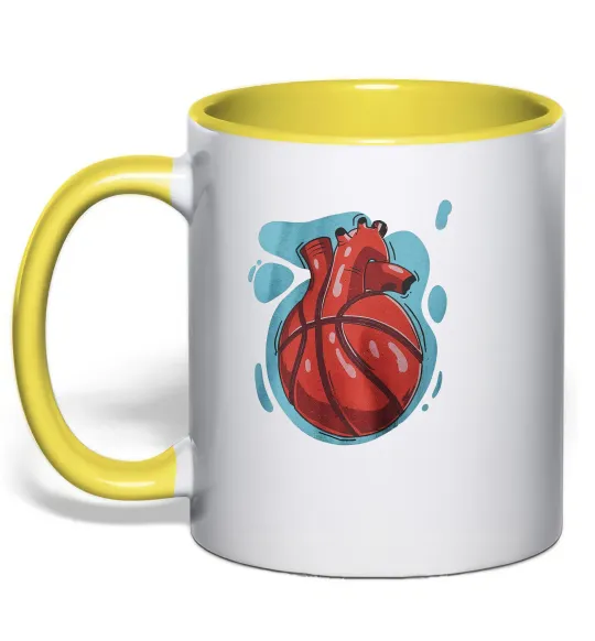 Чашка с цветной ручкой Basketball heart Лимонный фото