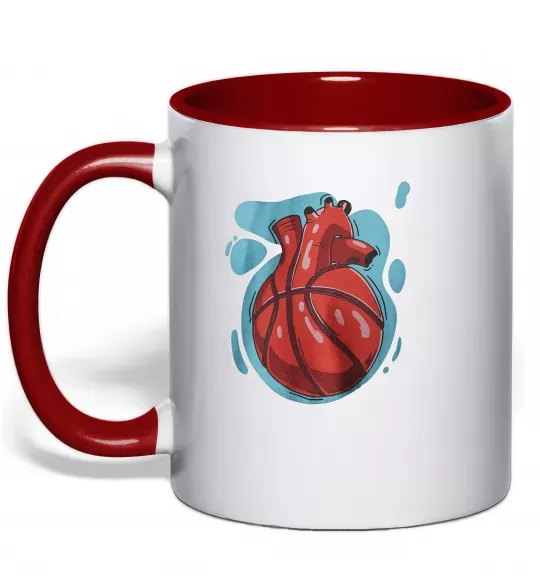 Чашка з кольоровою ручкою Basketball heart Червоний фото