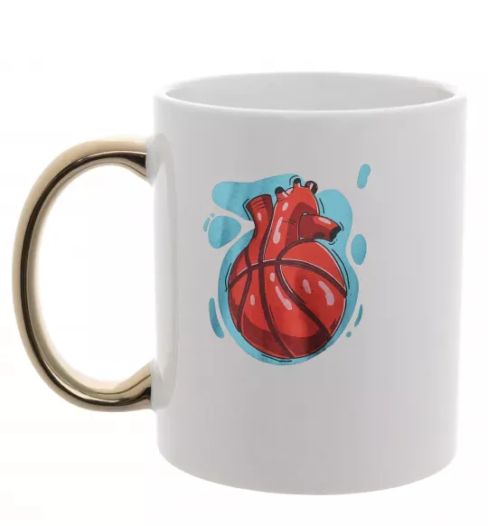 Чашка з кольоровою ручкою Basketball heart Золото фото