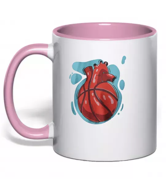 Чашка з кольоровою ручкою Basketball heart Ніжно рожевий фото