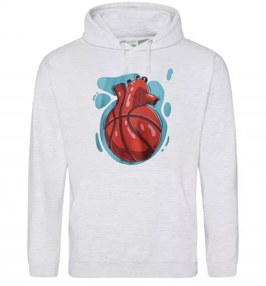 Женская толстовка (худи) Basketball heart Серый меланж фото