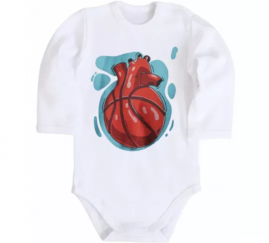 Дитячий бодік Basketball heart Білий фото