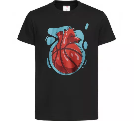 Детская футболка Basketball heart Черный фото