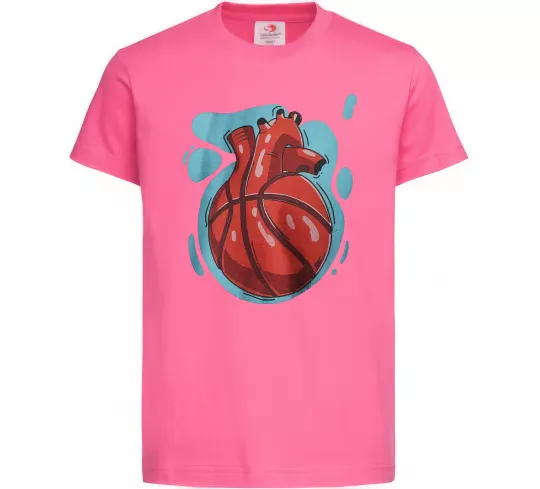 Детская футболка Basketball heart Ярко-розовый фото