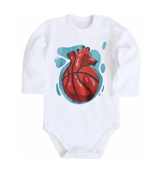 Детский боди Basketball heart Белый фото