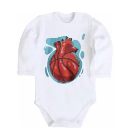 Детский боди Basketball heart Белый фото
