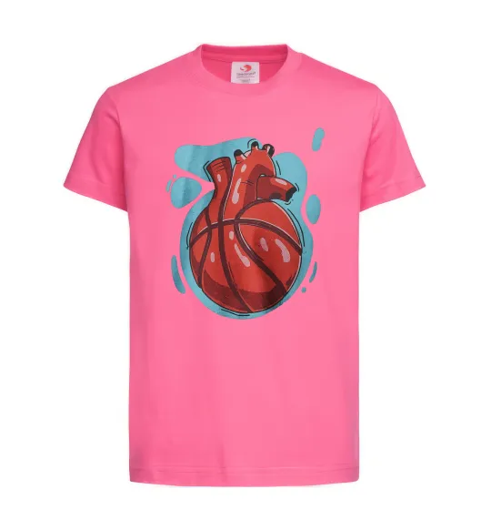 Дитяча футболка Basketball heart Яскраво-рожевий фото