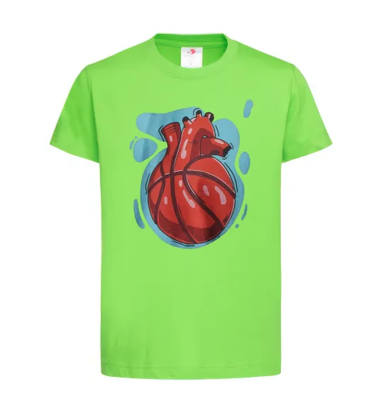 Дитяча футболка Basketball heart Лаймовий фото