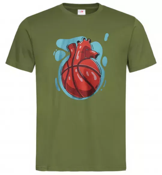 Чоловіча футболка Basketball heart Оливковий фото