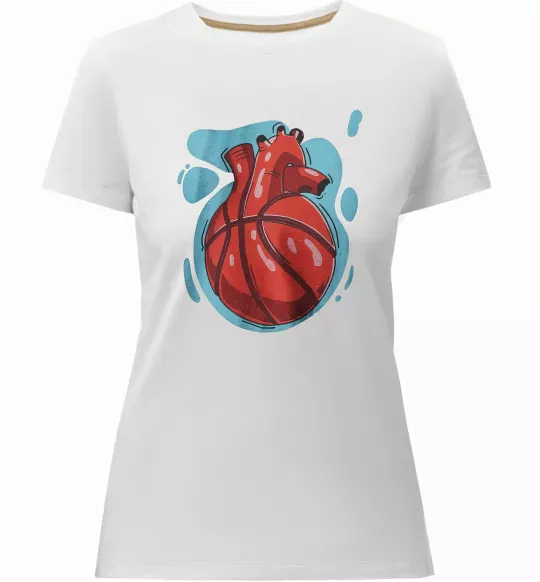 Женская премиум футболка Basketball heart Белый фото