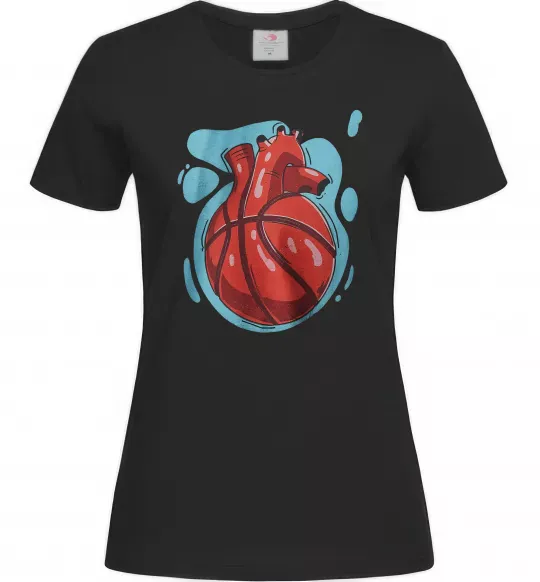 Жіноча футболка Basketball heart Чорний фото