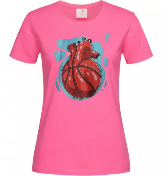 Жіноча футболка Basketball heart Яскраво-рожевий фото