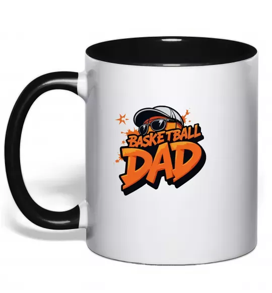 Чашка с цветной ручкой Basketball dad Черный фото