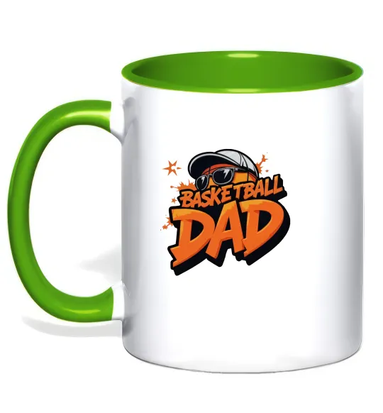 Чашка с цветной ручкой Basketball dad Лаймовый фото