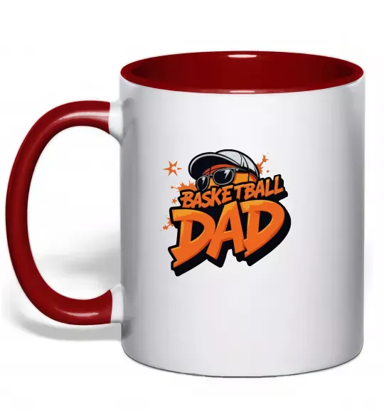 Чашка с цветной ручкой Basketball dad Красный фото