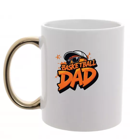 Чашка с цветной ручкой Basketball dad Золото фото