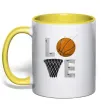 Чашка з кольоровою ручкою Basketball love Сонячно жовтий фото