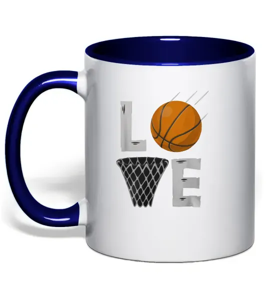 Чашка з кольоровою ручкою Basketball love Глибокий темно-синій фото