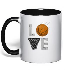 Чашка з кольоровою ручкою Basketball love
