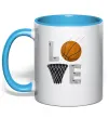 Чашка з кольоровою ручкою Basketball love Блакитний фото