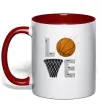 Чашка з кольоровою ручкою Basketball love Червоний фото