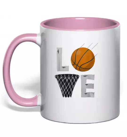 Чашка з кольоровою ручкою Basketball love Ніжно рожевий фото