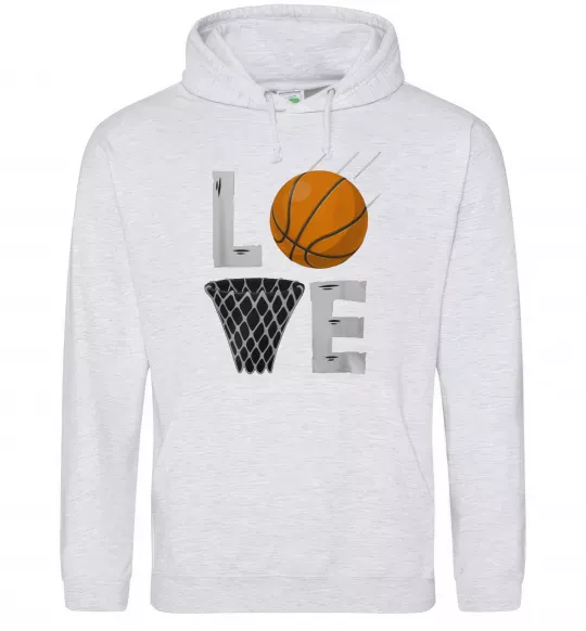 Мужская толстовка (худи) Basketball love Серый меланж фото