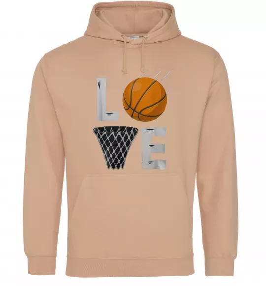 Мужская толстовка (худи) Basketball love Песочный фото