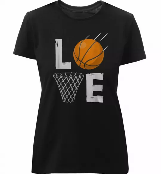 Жіноча преміум футболка Basketball love Чорний фото