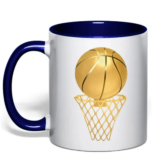 Чашка с цветной ручкой Golden basket Глубокий темно-синий фото