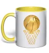 Чашка с цветной ручкой Golden basket Лимонный фото