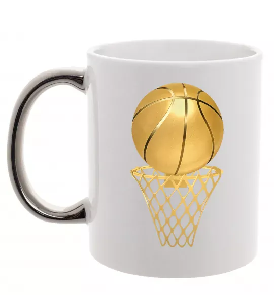 Чашка с цветной ручкой Golden basket Серебро фото