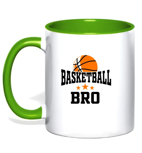 Чашка з кольоровою ручкою Basketball bro Лаймовий фото
