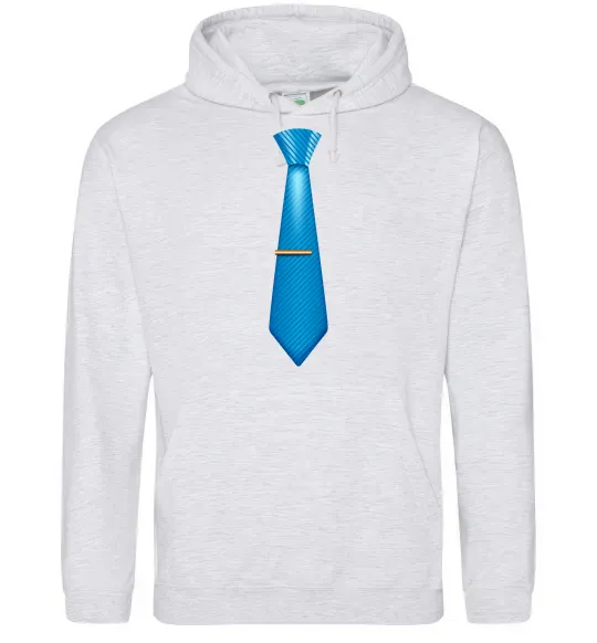 Мужская толстовка (худи) Блакитна краватка Серый меланж фото