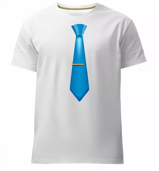 Чоловіча преміум футболка Блакитна краватка Білий фото