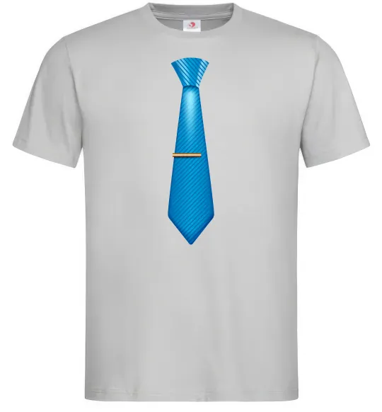 Чоловіча футболка Блакитна краватка Сірий фото
